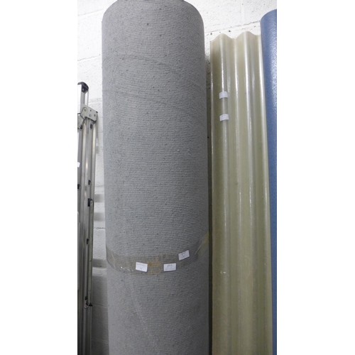 2528 - Large grey roll of industrial carpet