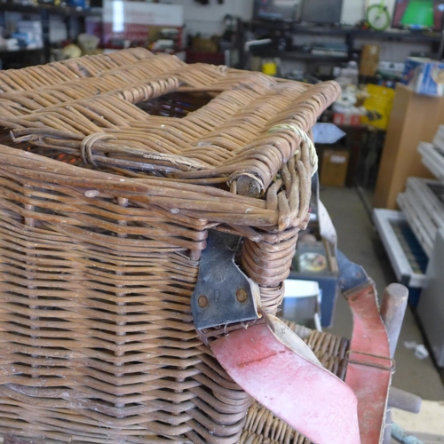 2078 - Two fishing baskets, wicker basket plus large cooking pot