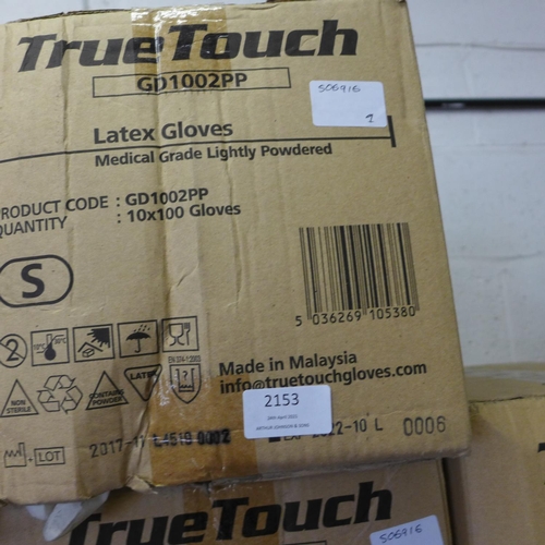 2153 - True Touch latex gloves, medical grade, small