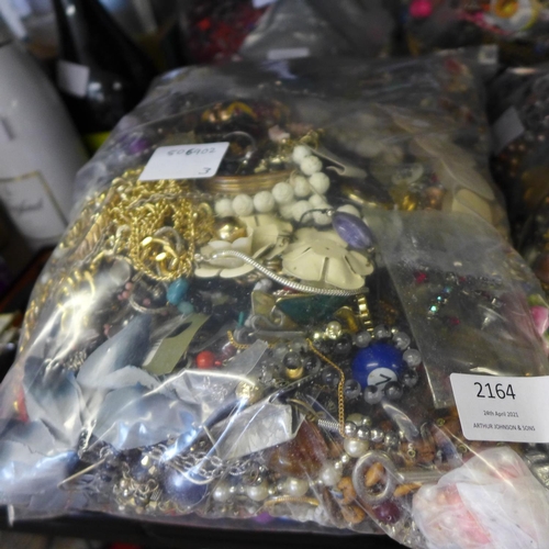 2164 - 2 Bags of costume jewellery