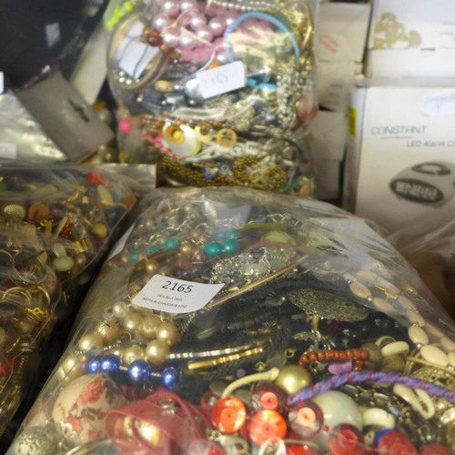 2165 - 3 Bags of new/used costume jewellery