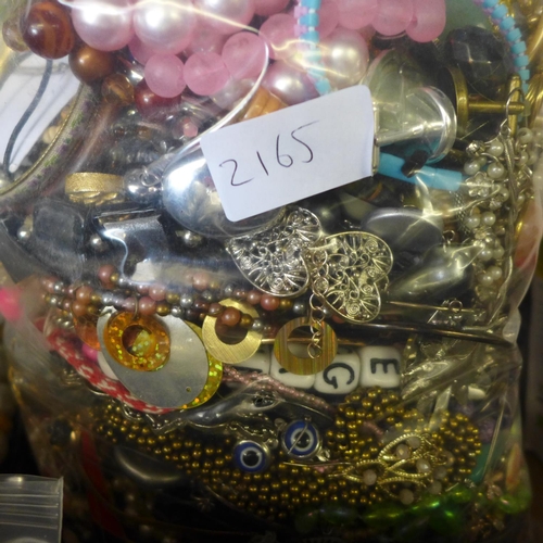 2165 - 3 Bags of new/used costume jewellery