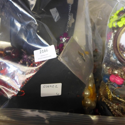 2166 - 2 Bags of costume jewellery