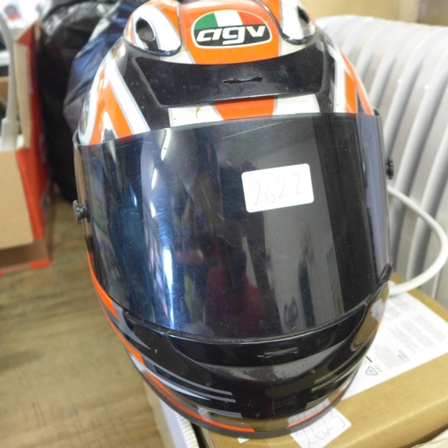 2622 - AGV motorcycle helmet, size M/S plus 3 new visors