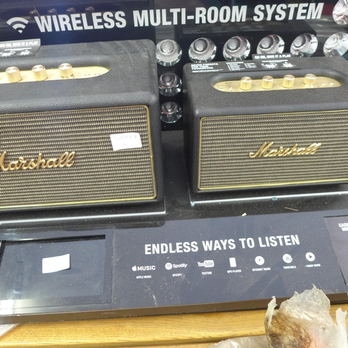 2659 - Marshall display unit with Woburn (L) and Stanmore (M) Acton wireless speakers