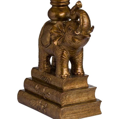 1311 - A gilt elephant sculptured table lamp with emerald velvet shade, height 62cm (2023928)   #