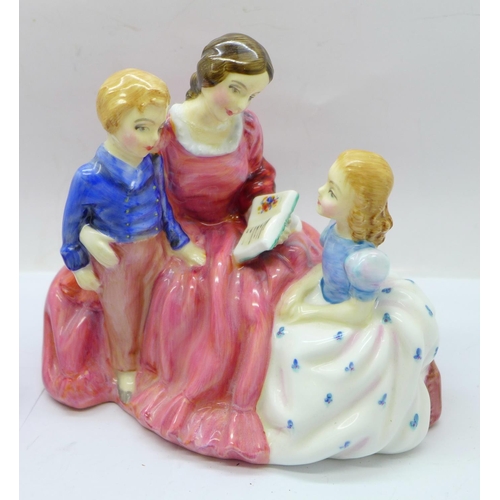 653 - Two Royal Doulton figures; The Bedtime Story HN2059 and Southern Belle HN3174, both a/f (heads reglu... 