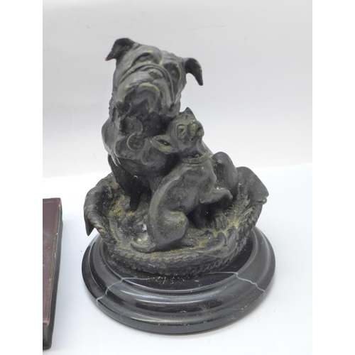 670 - Two cast bronze dogs, one marked Giuseppe Firenze, Florence