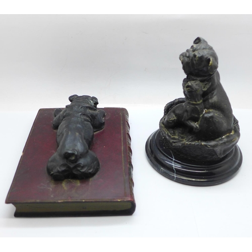 670 - Two cast bronze dogs, one marked Giuseppe Firenze, Florence