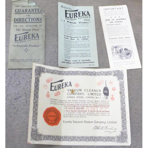 863 - A vintage 1920's Eureka vacuum cleaner, with original box