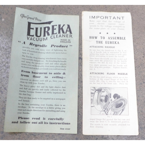 863 - A vintage 1920's Eureka vacuum cleaner, with original box