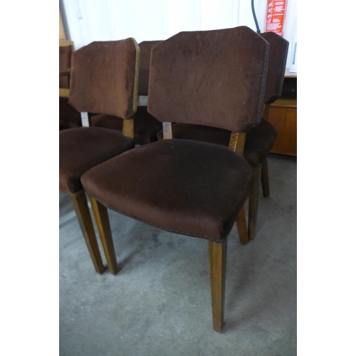 114 - A set of eight Art Deco walnut dining chairs