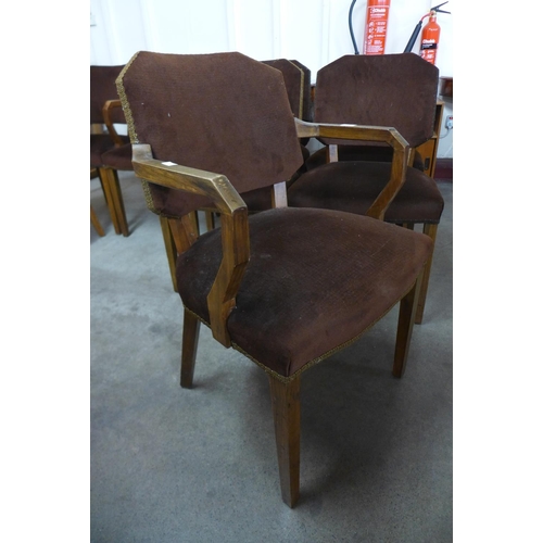 114 - A set of eight Art Deco walnut dining chairs