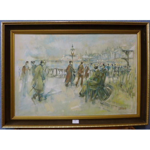 29 - Keith Stephens, promenade scene, oil on canvas, 50 x 75cms, framed