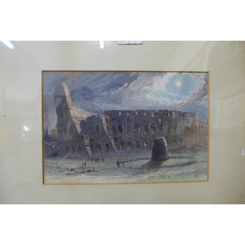 50 - Italian School, the Colosseum, watercolour, 16 x 25cms, framed and three others