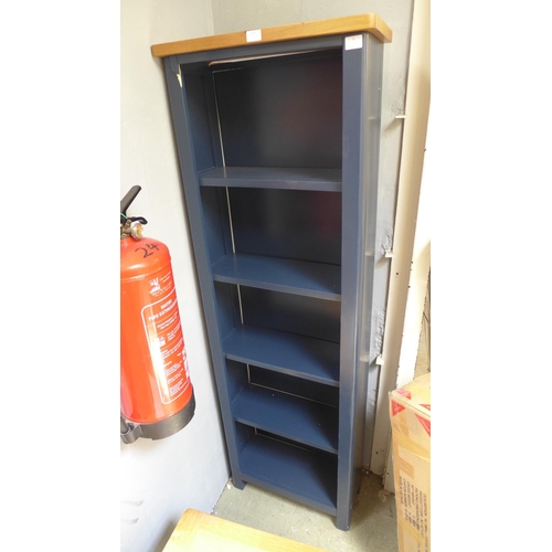 1771 - A Rutland blue painted oak tall narrow bookcase (RA-LBC-B) * this lot is subject to VAT