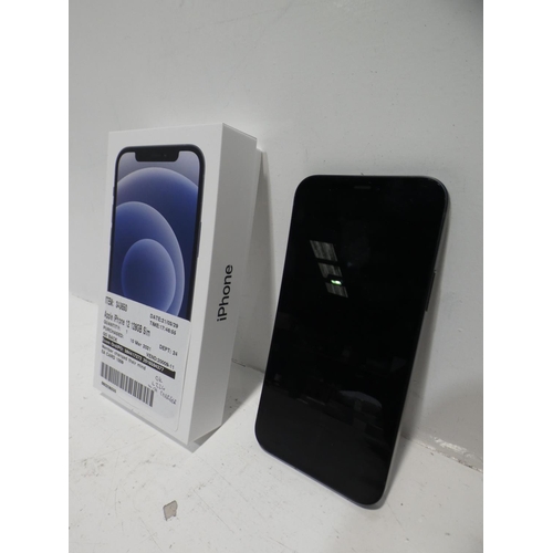 3070 - Apple Iphone 12 128Gb Mobile Phone - with charging lead (BLACK MGJA3B/A), RRP £694.99 + VAT (224-91)... 