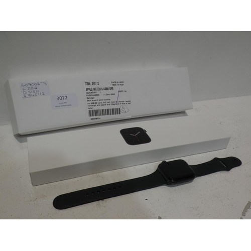 3072 - Apple Watch 6 (44mm GPS/with charging lead) (224) * This lot is subject to VAT