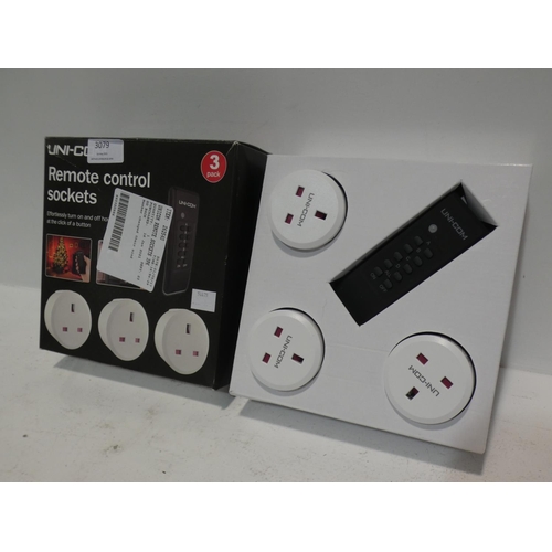 3079 - Unicom Remote Sockets 3Pk (220-298) * This lot is subject to VAT