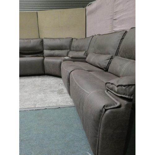 3389 - Parker Fabric Power Recliner Sectional Sofa (one back cushion requires attention)  RRP £1249.91 + VA... 