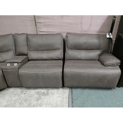 3389 - Parker Fabric Power Recliner Sectional Sofa (one back cushion requires attention)  RRP £1249.91 + VA... 