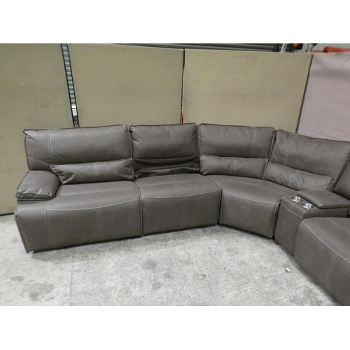 3389 - Parker Fabric Power Recliner Sectional Sofa (one back cushion requires attention)  RRP £1249.91 + VA... 