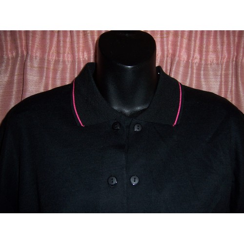 3155 - 24 Lady's black button front tops (mixed sizes 10/12/14)