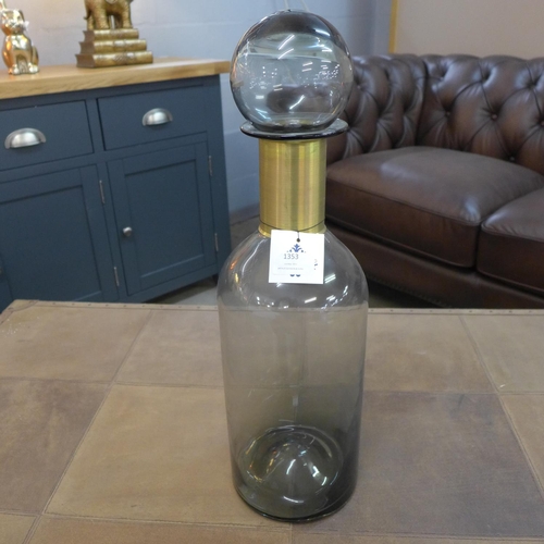 1510 - A tall 54cm grey glass apothecary jar with a brass neck   (GW9019)   #