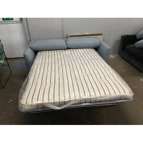 1563 - A sky blue upholstered sofa bed