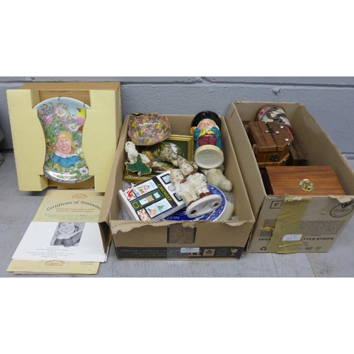 1182 - A box of china, etc., and a box of boxes, casket including Indian (2) **PLEASE NOTE THIS LOT IS NOT ... 