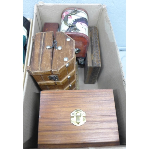 1182 - A box of china, etc., and a box of boxes, casket including Indian (2) **PLEASE NOTE THIS LOT IS NOT ... 