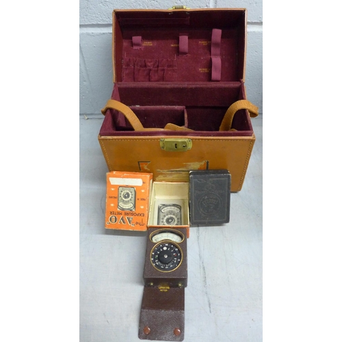 1185 - A Polaroid camera case, The 'Avo' Exposure Meter and a pocket Voltmeter **PLEASE NOTE THIS LOT IS NO... 