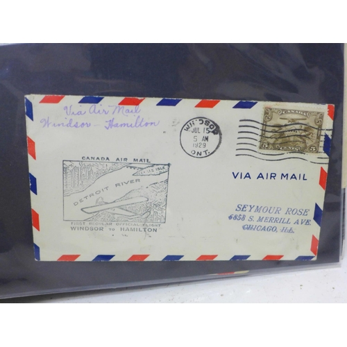 608 - Stamps; album of flight covers with 1st flights from 1929, Rocket Mail (including Zucker signed), Ba... 