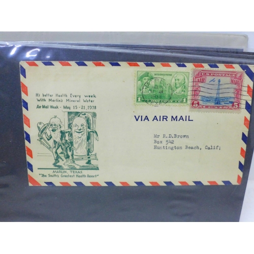 608 - Stamps; album of flight covers with 1st flights from 1929, Rocket Mail (including Zucker signed), Ba... 