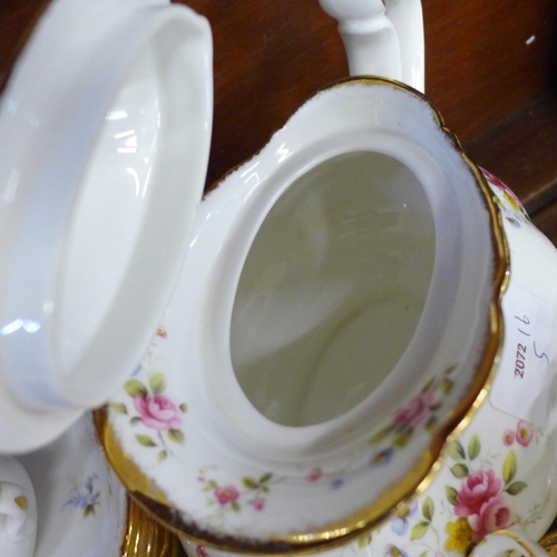 671 - A Royal Albert Tenderness six setting tea set with cereal bowls, cream and sugar, cup a/f and some s... 