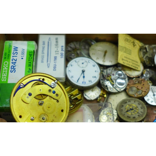 685 - Wristwatch and pocket watch movements, etc.