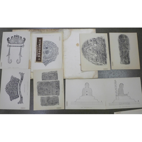 689 - A Japanese folio of prints, rubbings and designs, etc.