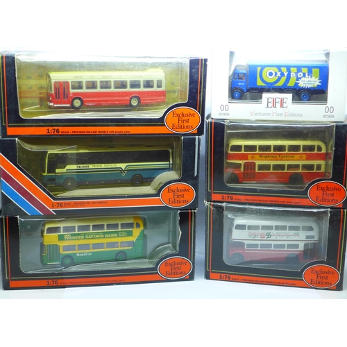 693 - Six Exclusive First Editions buses and lorries, boxed