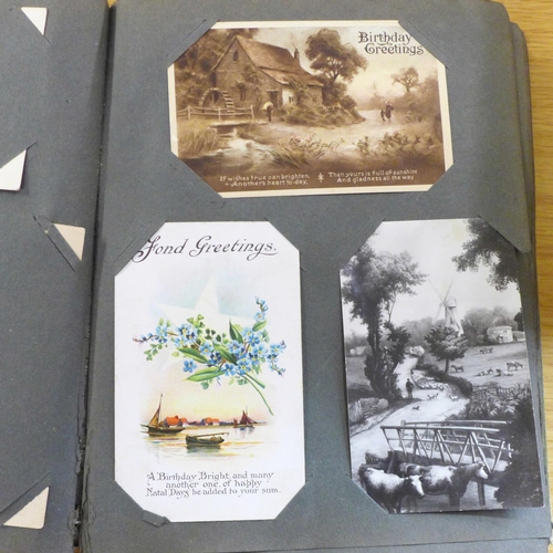 698 - Postcards; vintage postcard collection in period album (82 cards)