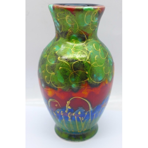 706 - Anita Harris Art Pottery - Trojan vase in the Bluebell Wood design, 13cm, signed in gold on the base