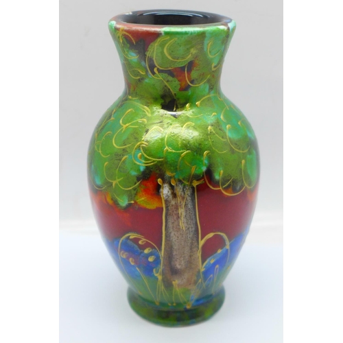 706 - Anita Harris Art Pottery - Trojan vase in the Bluebell Wood design, 13cm, signed in gold on the base