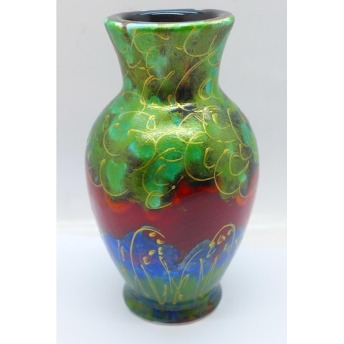 706 - Anita Harris Art Pottery - Trojan vase in the Bluebell Wood design, 13cm, signed in gold on the base