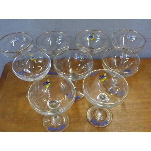 761 - Nine Babycham glasses (8+1)