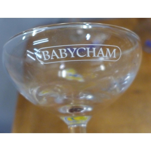 761 - Nine Babycham glasses (8+1)