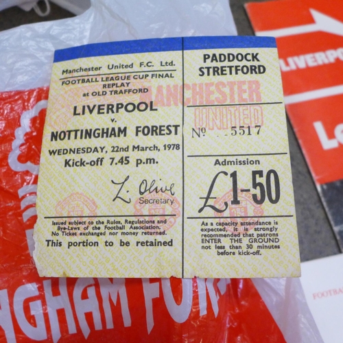 767 - A 1978 Nottingham Forest League Cup Final replay programme and ticket stub and a Nottingham Forest F... 