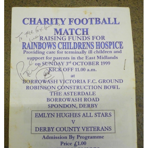 771 - Three Derby County books, one signed Roger Davis, a charity football match programme, signed, Derby ... 