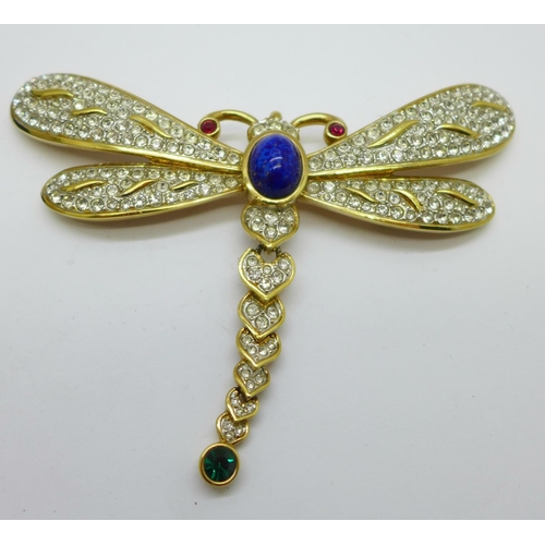 913 - A large articulated dragonfly brooch, 11cm