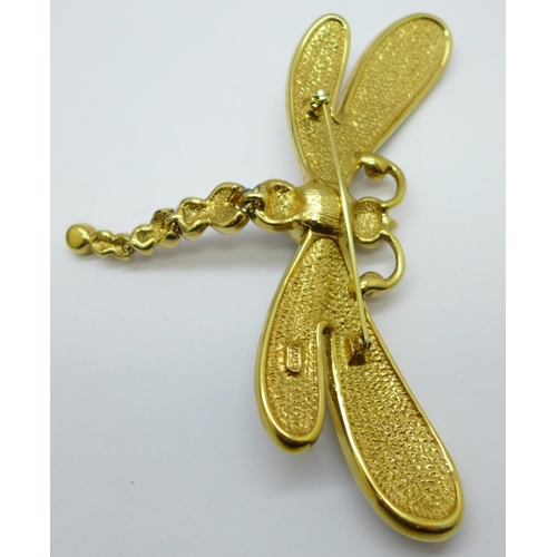 913 - A large articulated dragonfly brooch, 11cm