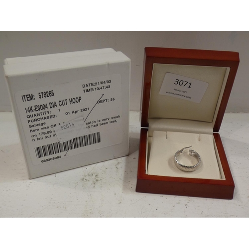 3071 - 14K-E3004 Diamond Cut Hoop earring (one earring only), RRP £179.99 + VAT    (224-164) * This lot is ... 