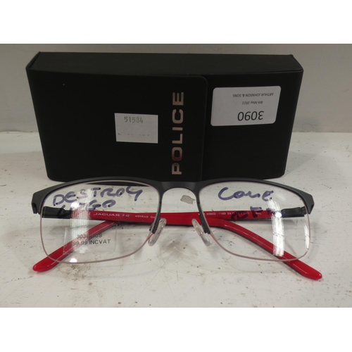 3090 - Pair of black Jaguar glasses with Police glasses case (33602 1189)   (223-162) * This lot is subject... 